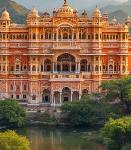 Paláce v Rajasthanu s bohatou architekturou.