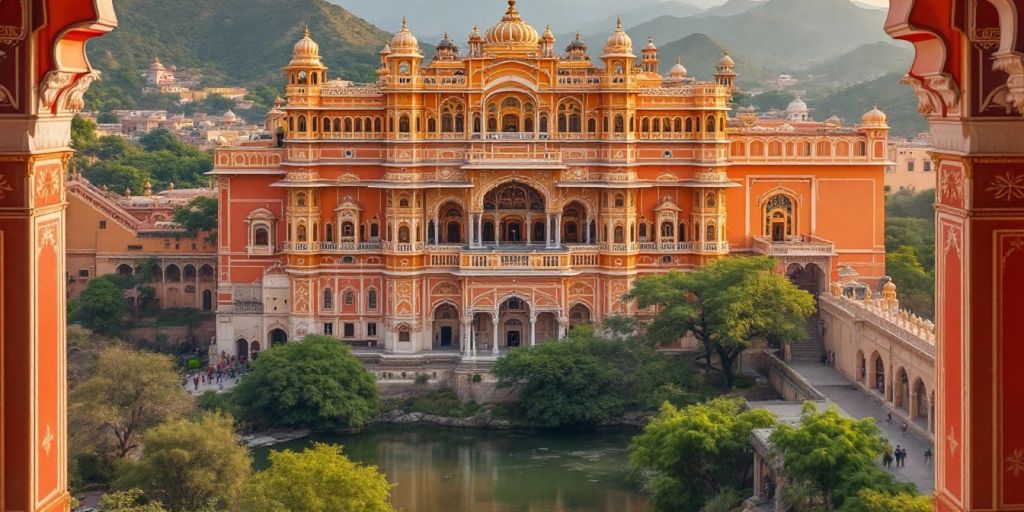 Paláce v Rajasthanu s bohatou architekturou.