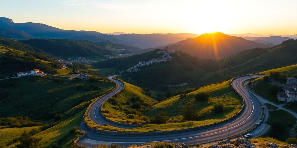 Malebná italská krajina s vinicemi a vesnicemi.